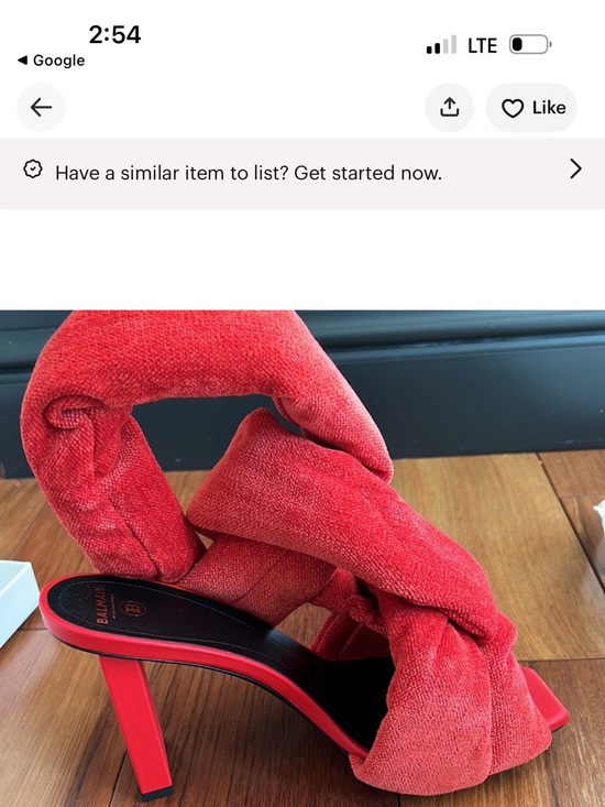 Balmain Shoes - Balmain Red Twisted Suede High Heel Sandal